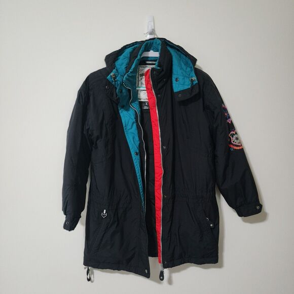 Vintage Obermeyer Womens Austin Hooded Ski Jacket Black Embroidered Size 8 - Picture 6 of 13